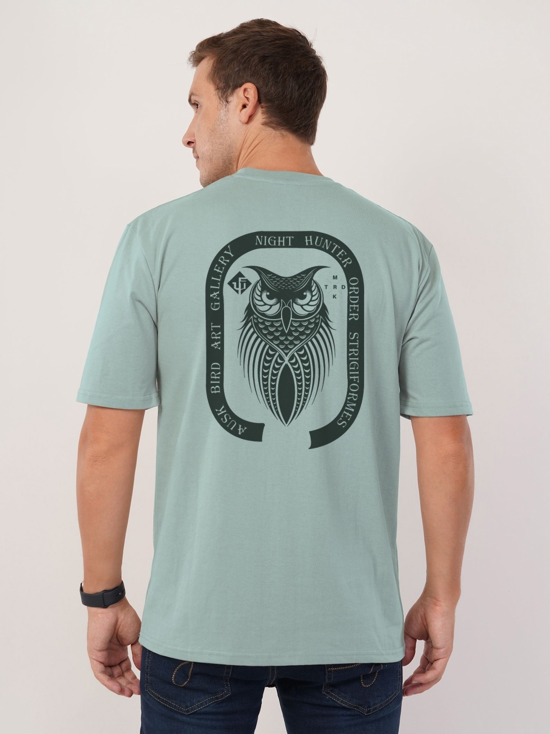

AUSK Front & Back Printed Half Sleeve Round Neck Tshirt, Sea green