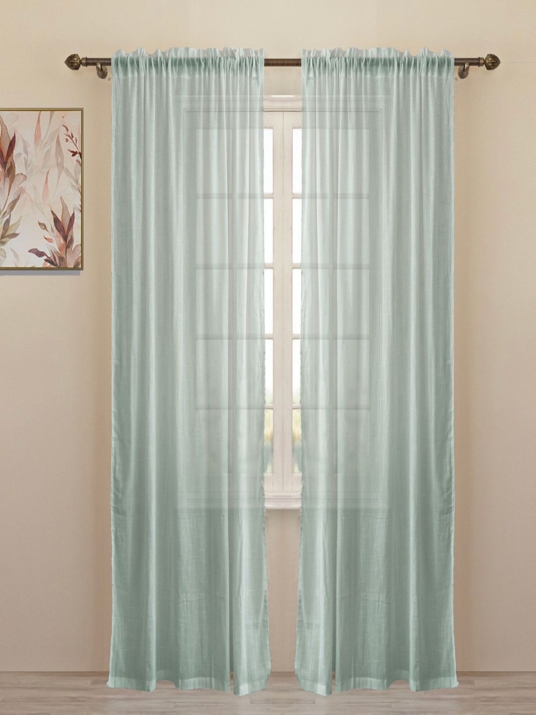 

HOMEMONDE Grey Set of 2 Sheer Long Door Curtain