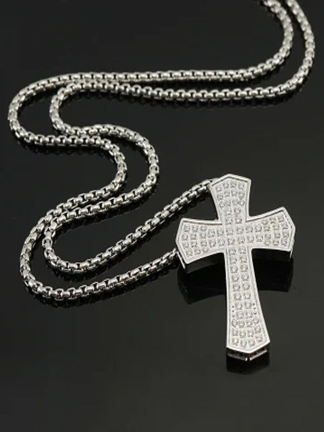 

KRENOZ Silver-Plated Stainless Steel Contemporary Pendants with Chains