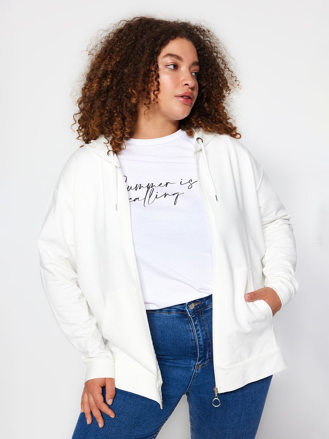 

Trendyol Women Solid Hooded Sweatshirt, Cream