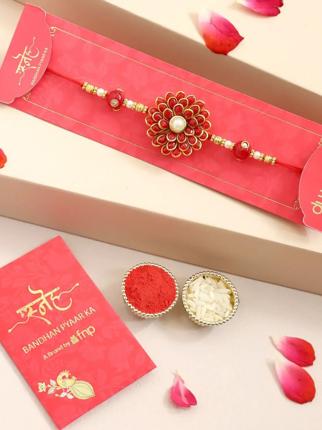 

fnp Blooming Affection Ethnic Rakhi Kids Collection, Red