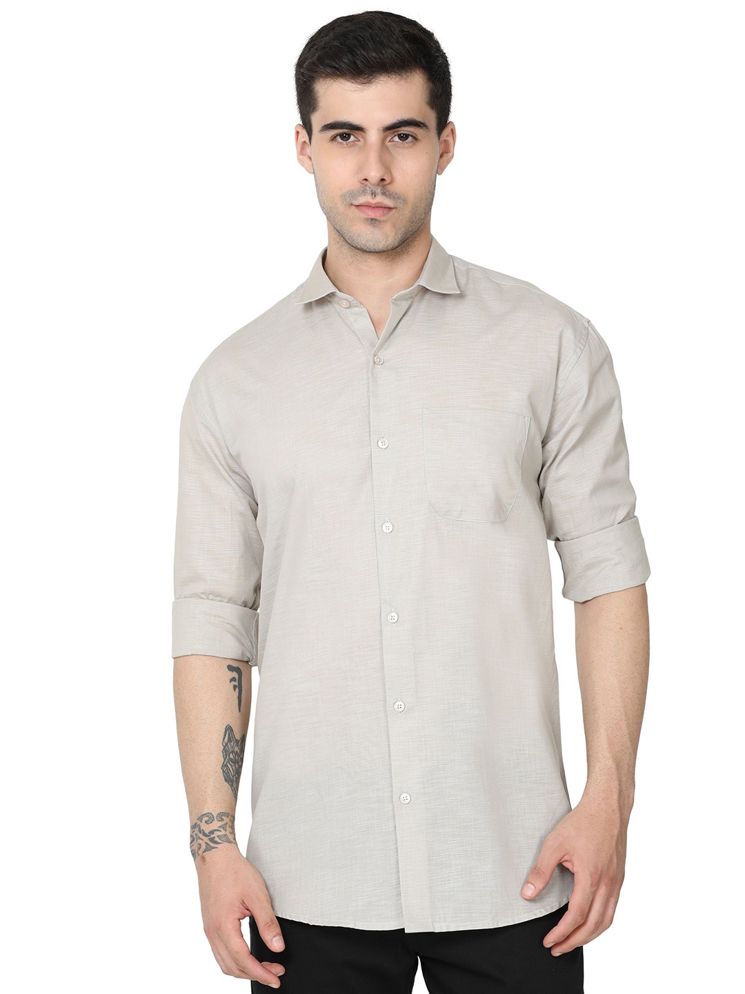

MIRAAN Cotton Linen Casual Shirt, Grey