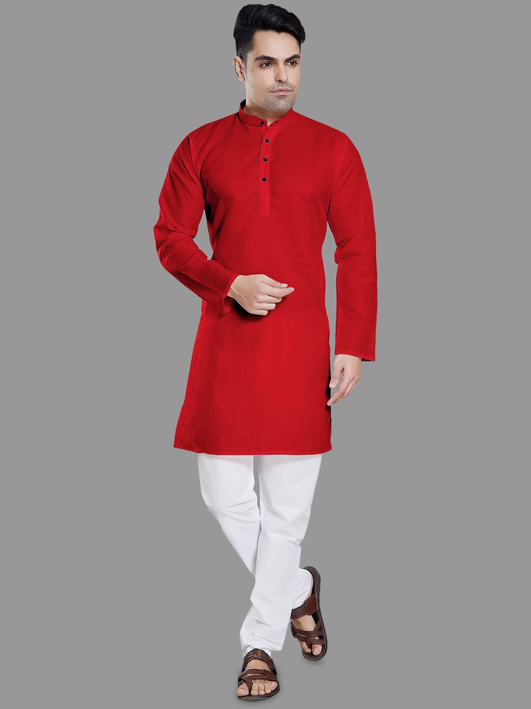 

DIVISIVE Men Regular Kurta with Pyjamas, Red