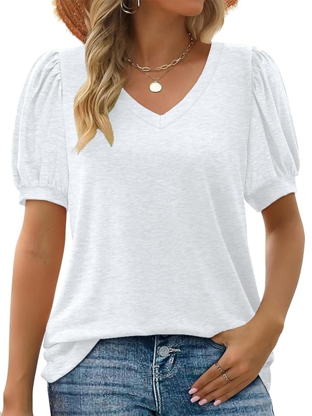 

StyleCast Women Solid V-Neck Top, White