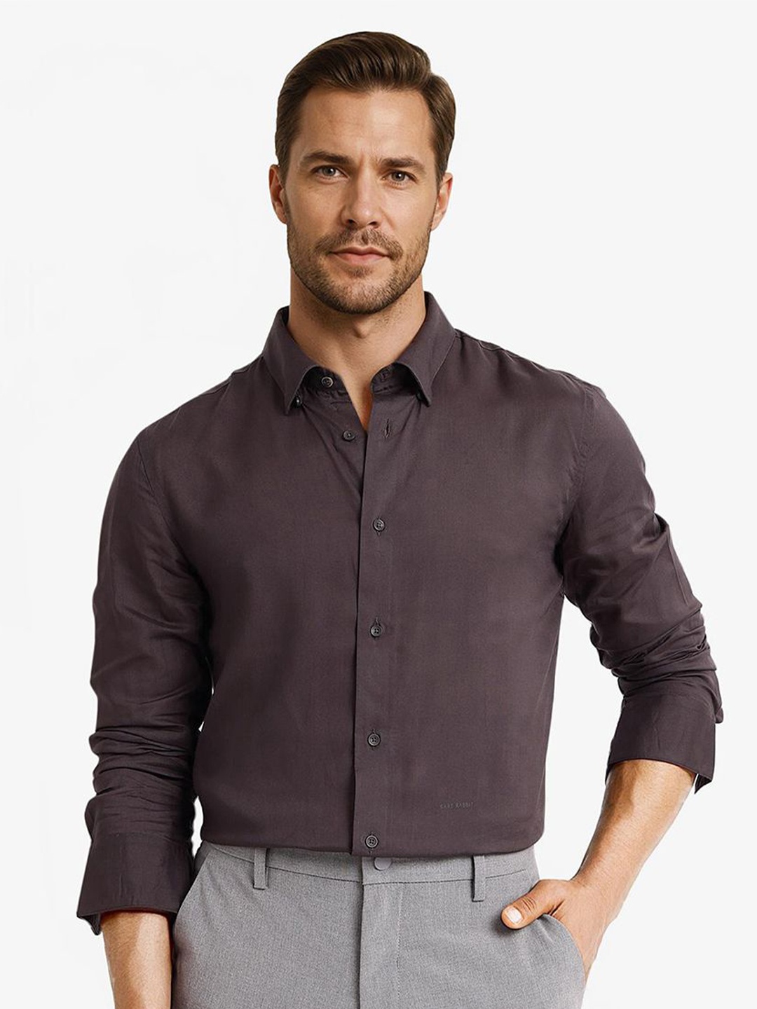 

RARE RABBIT Men Comfort Opaque Formal Shirt, Grey