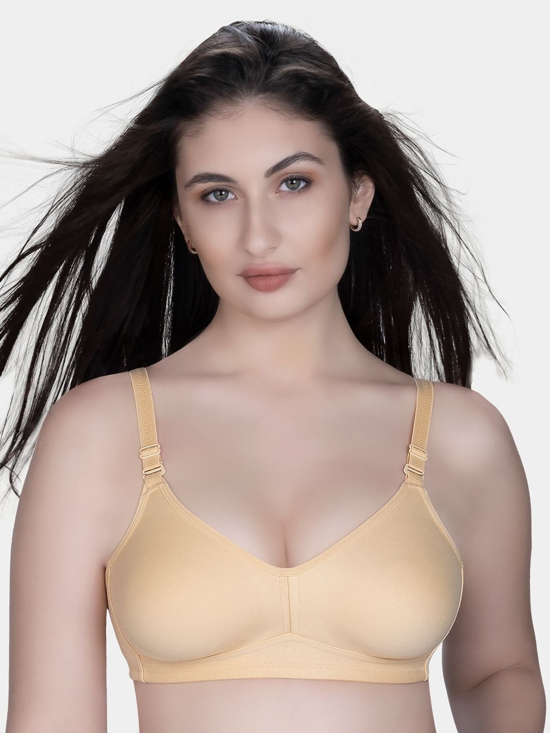 

Trylo Riza Minimizer Cotton Fabric Non-Padded Non-Wired Seamless Molded Bra, Cream