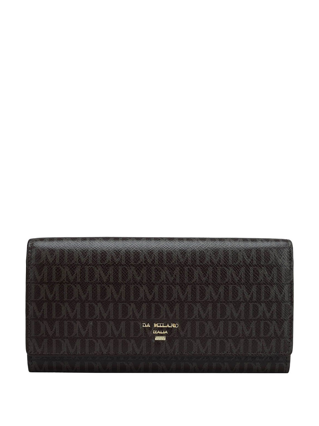 

Da Milano Women Typographic Leather Envelope, Brown