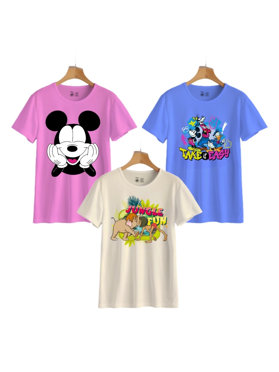 

YK Disney Boys 3 Printed Extended Sleeves Applique T-shirt, Multi