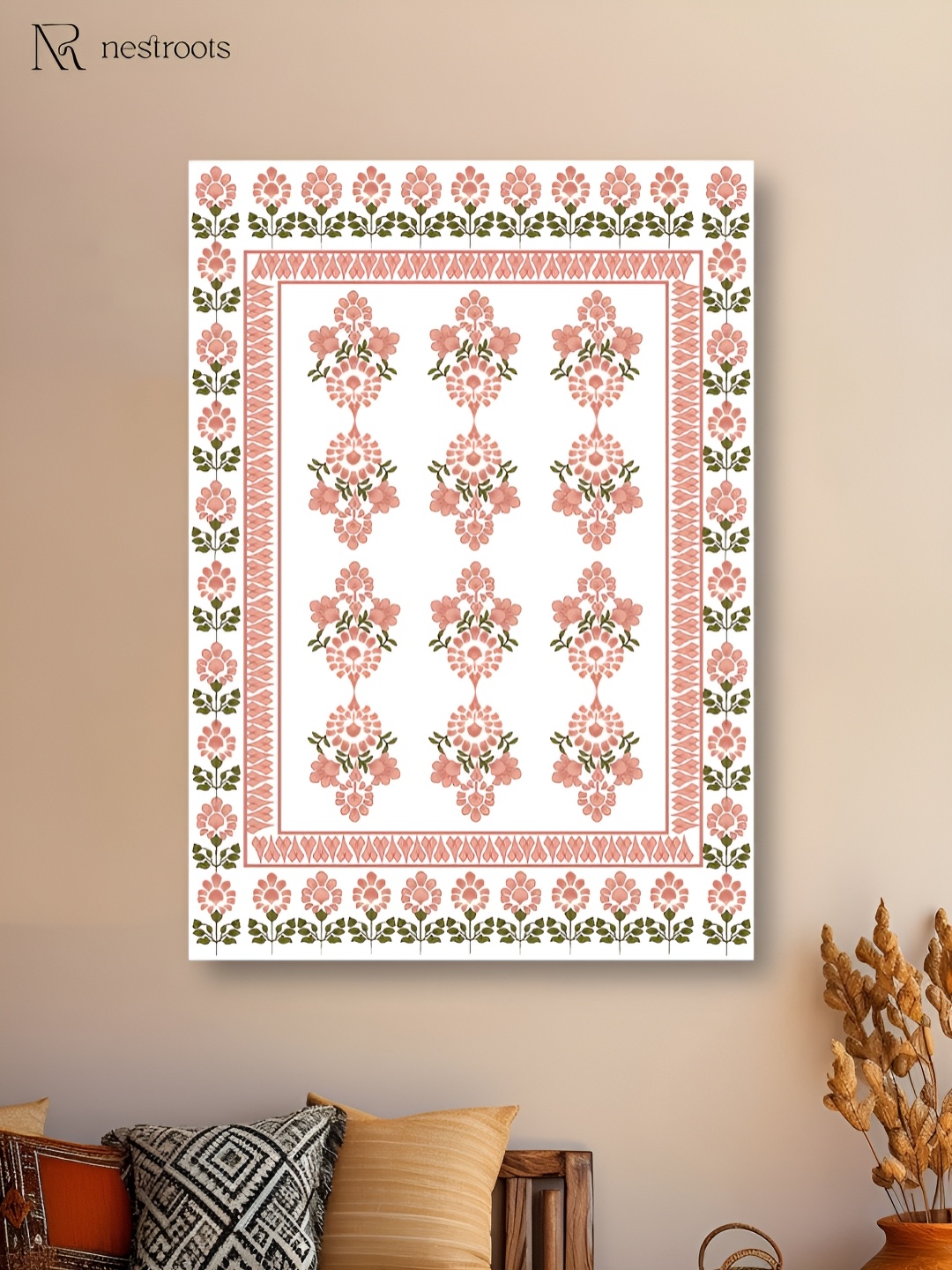 

nestroots White & Red 1 Piece Canvas Floral and Botanical Wall Paintings