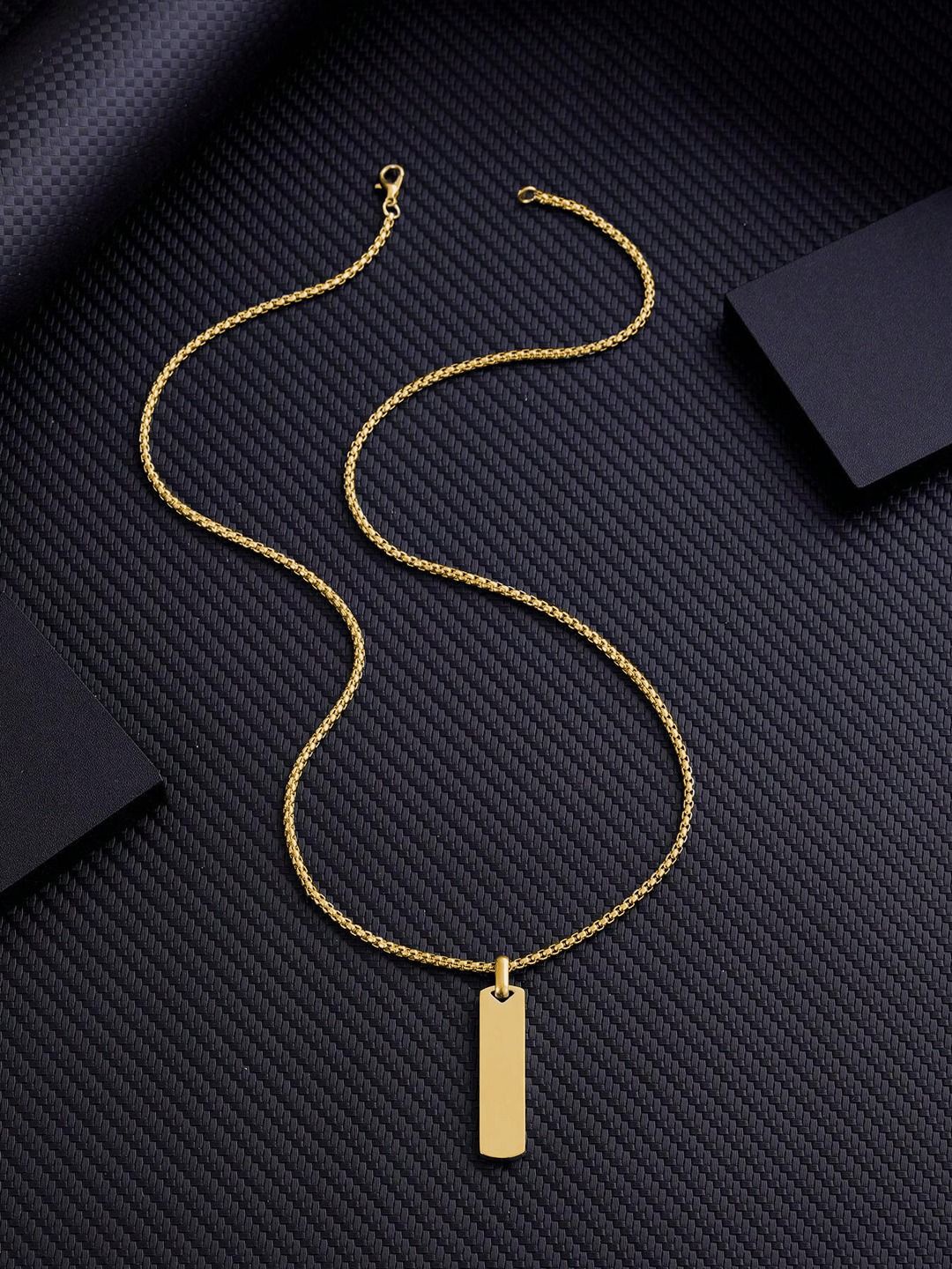 

KRENOZ Men Stainless Steel Contemporary Pendants with Chains, Gold