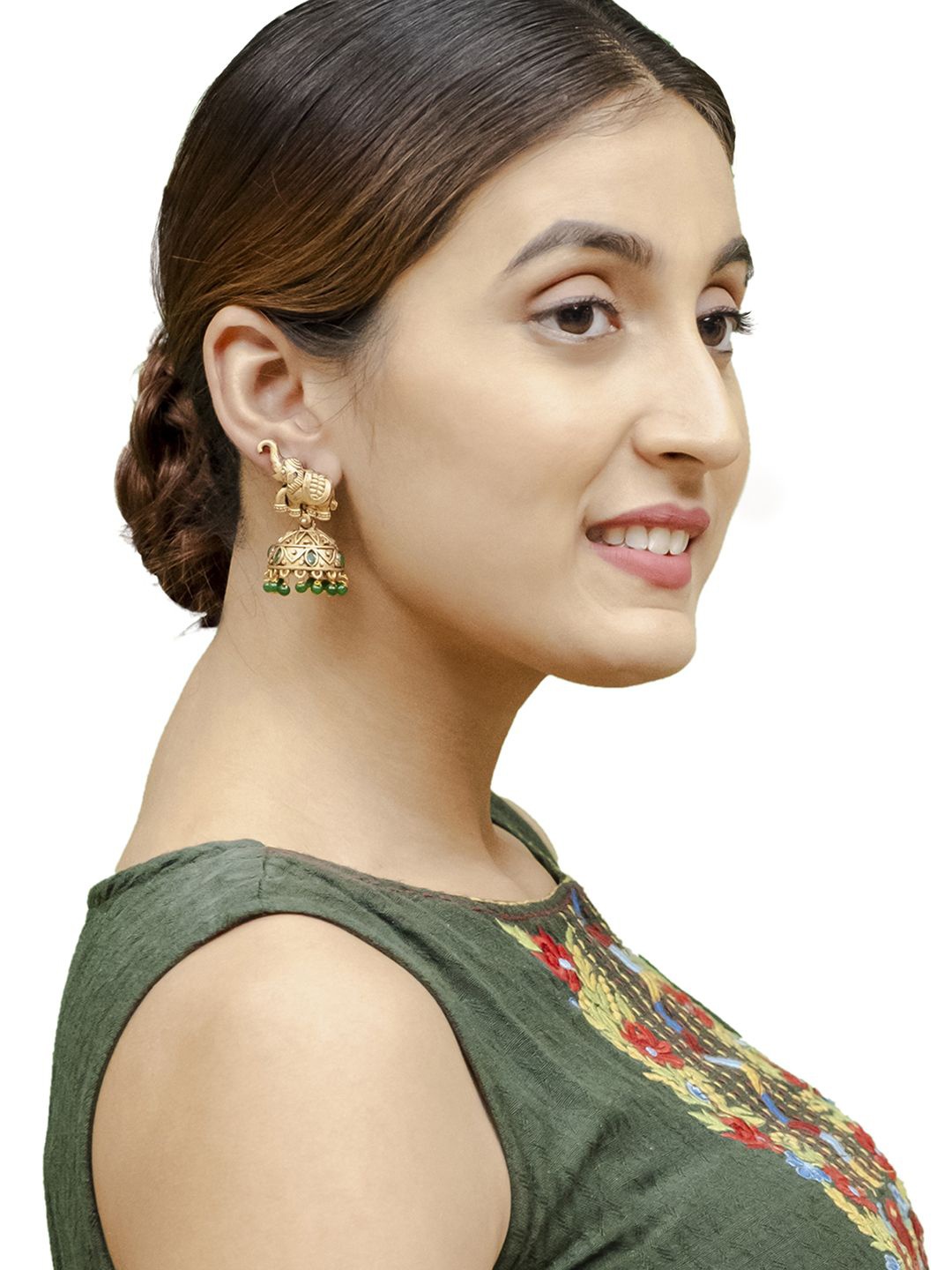 

Shining Jewel - By Shivansh Contemporary Jhumkas Earrings, Green