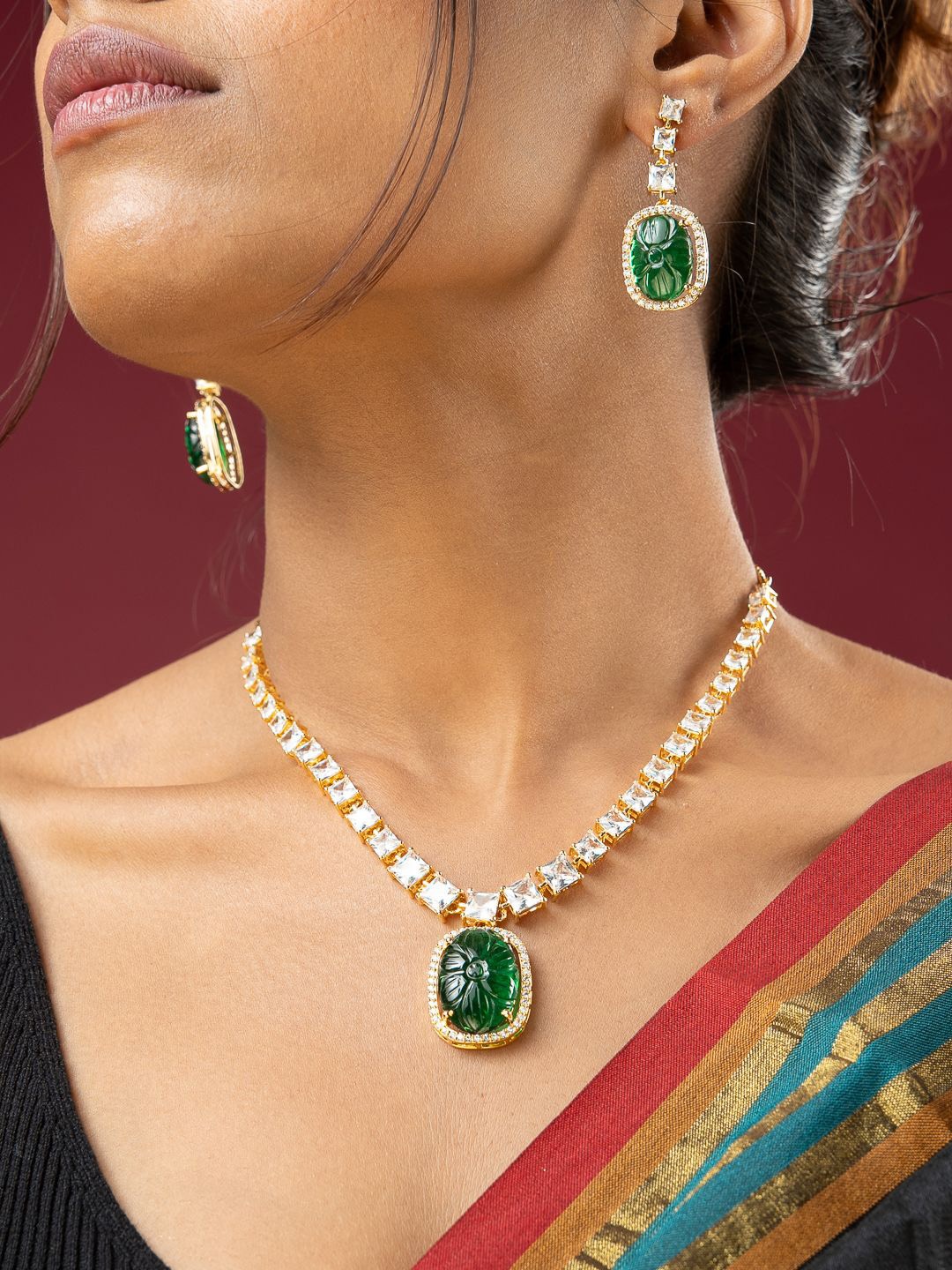 

VIRAASI Gold-Plated Kundan-Studded Jewellery Set