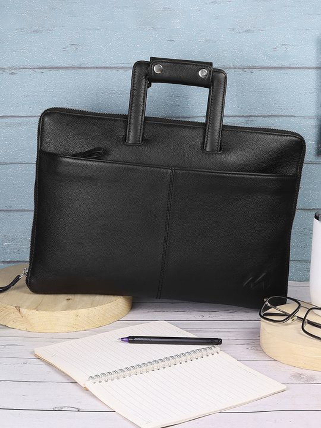 

Metro Leather Oversized Shopper Handheld Bag with Tasselled, Black