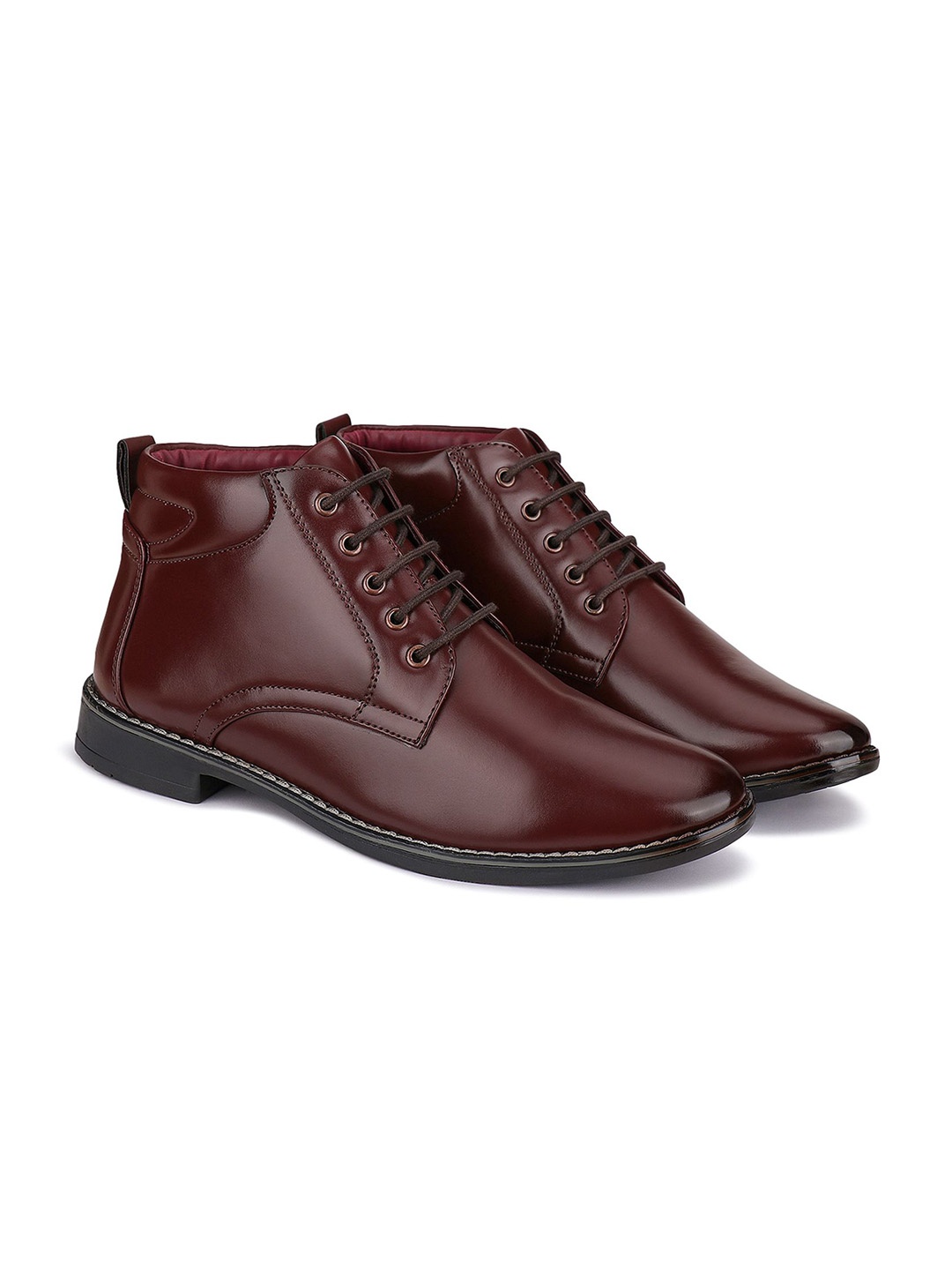 

BERSACHE Men Leather Derbys, Brown