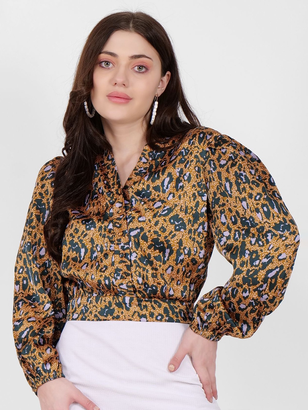 

Street22 Women Animal Printed Round Neck Top, Yellow