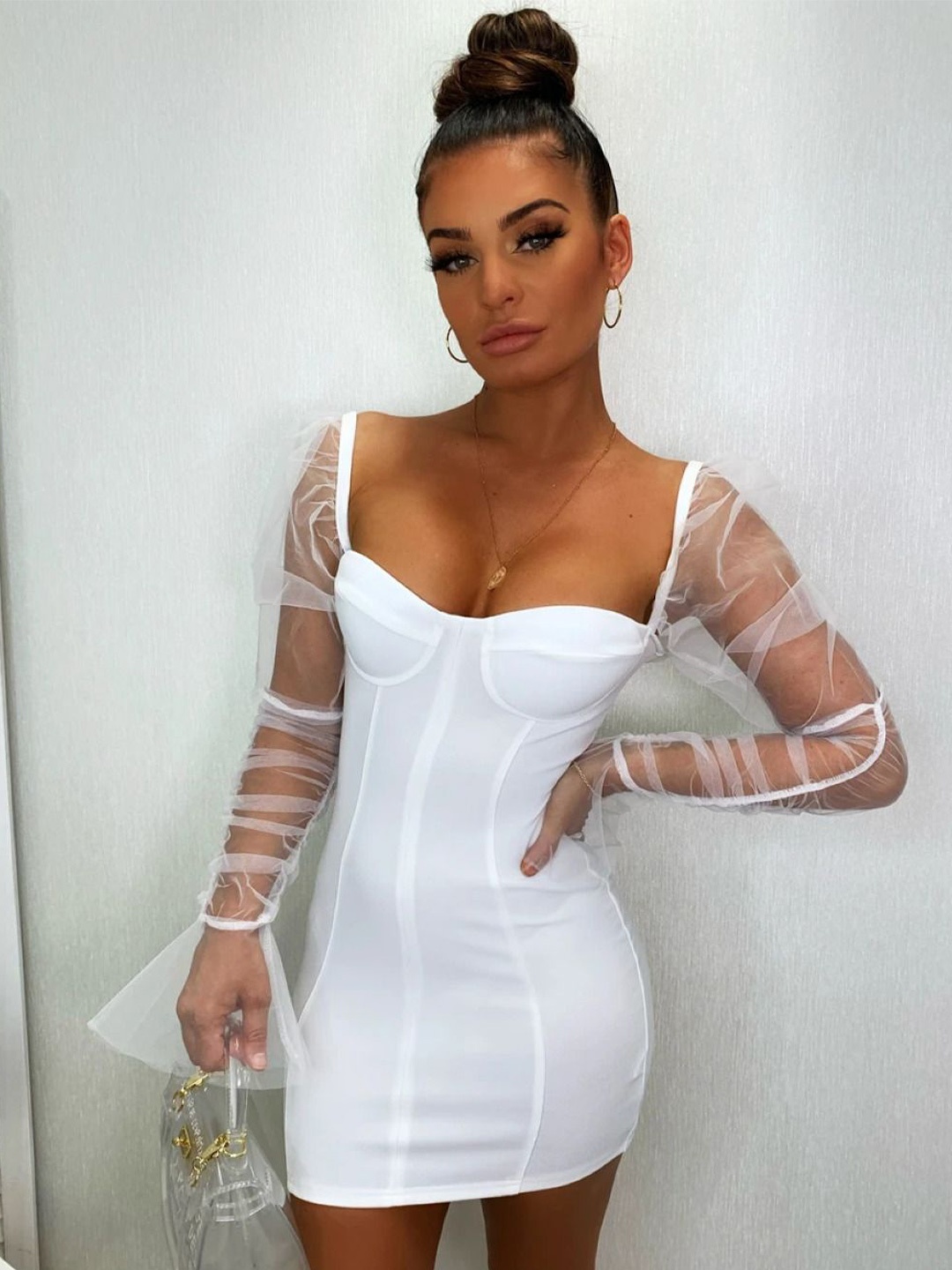 

StyleCast Bell Sleeve Bodycon Mini Dress, White