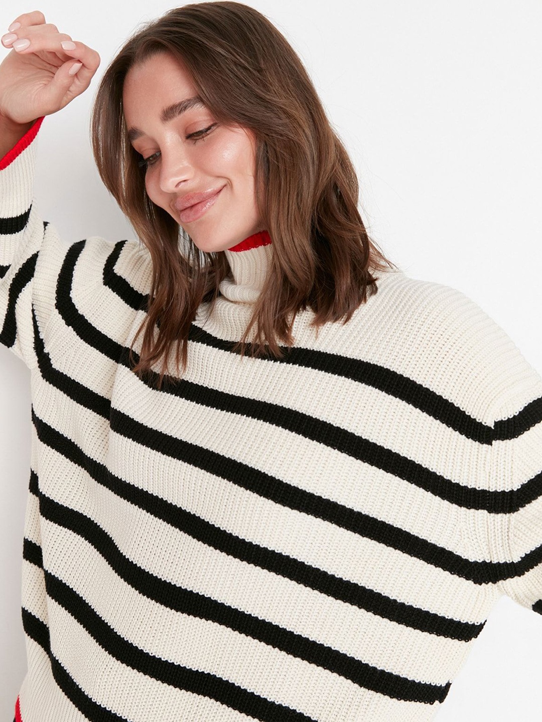 

Trendyol Women Striped Pullover, White