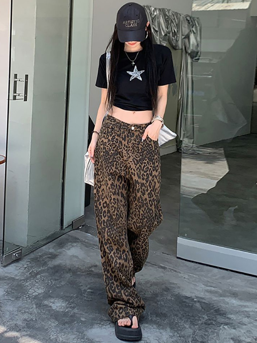 

StyleCast x Revolte Women Animal Printed Loose Fit Easy Wash Trousers, Brown