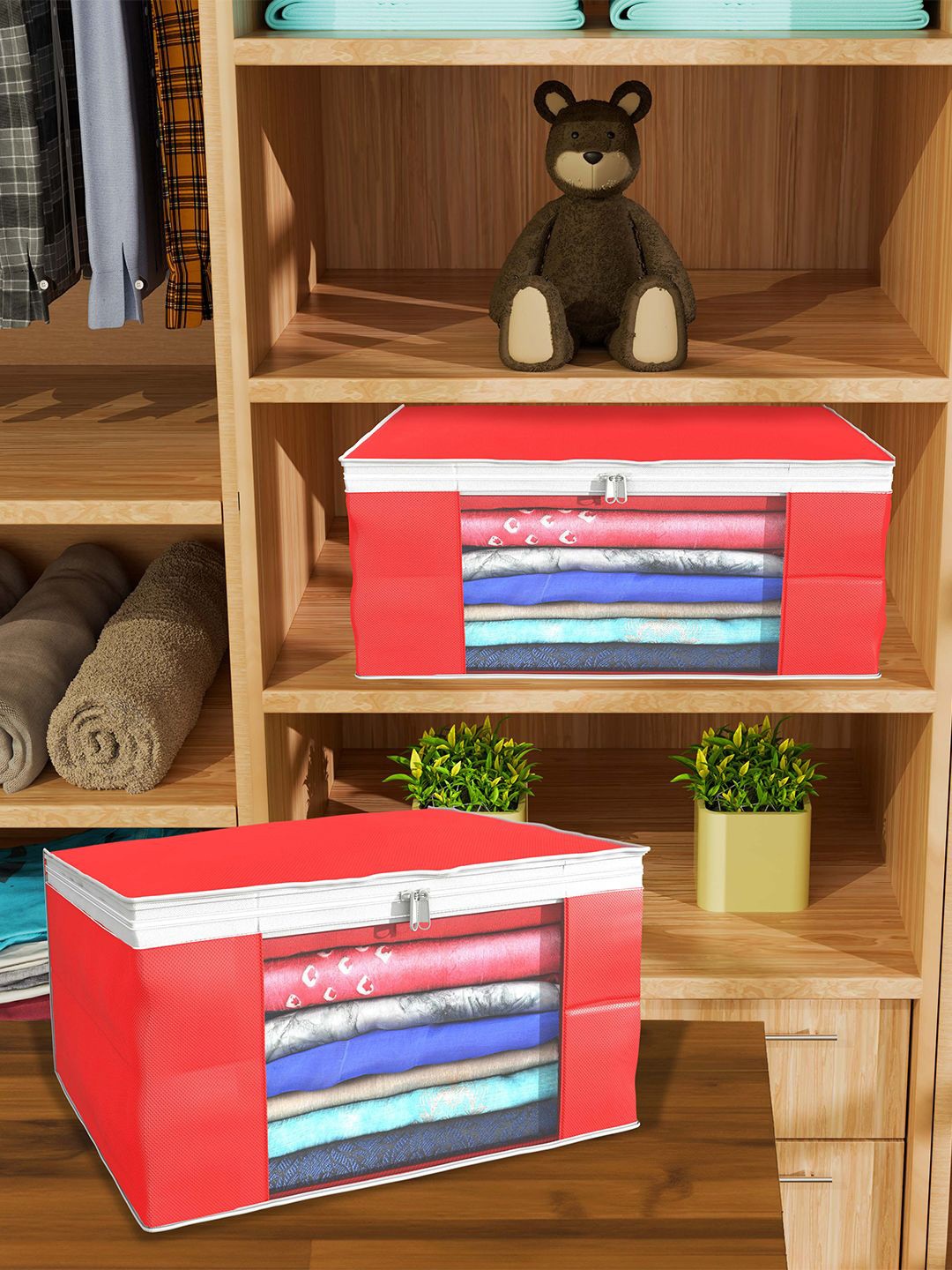

Kuber Industries Red Set of 12 Regular Drawer Organiser Organisers