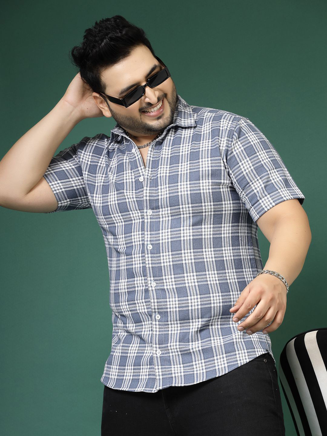

Rigo Plus Size Comfort Slim Fit Tartan Checks Cotton Casual Shirt, Beige