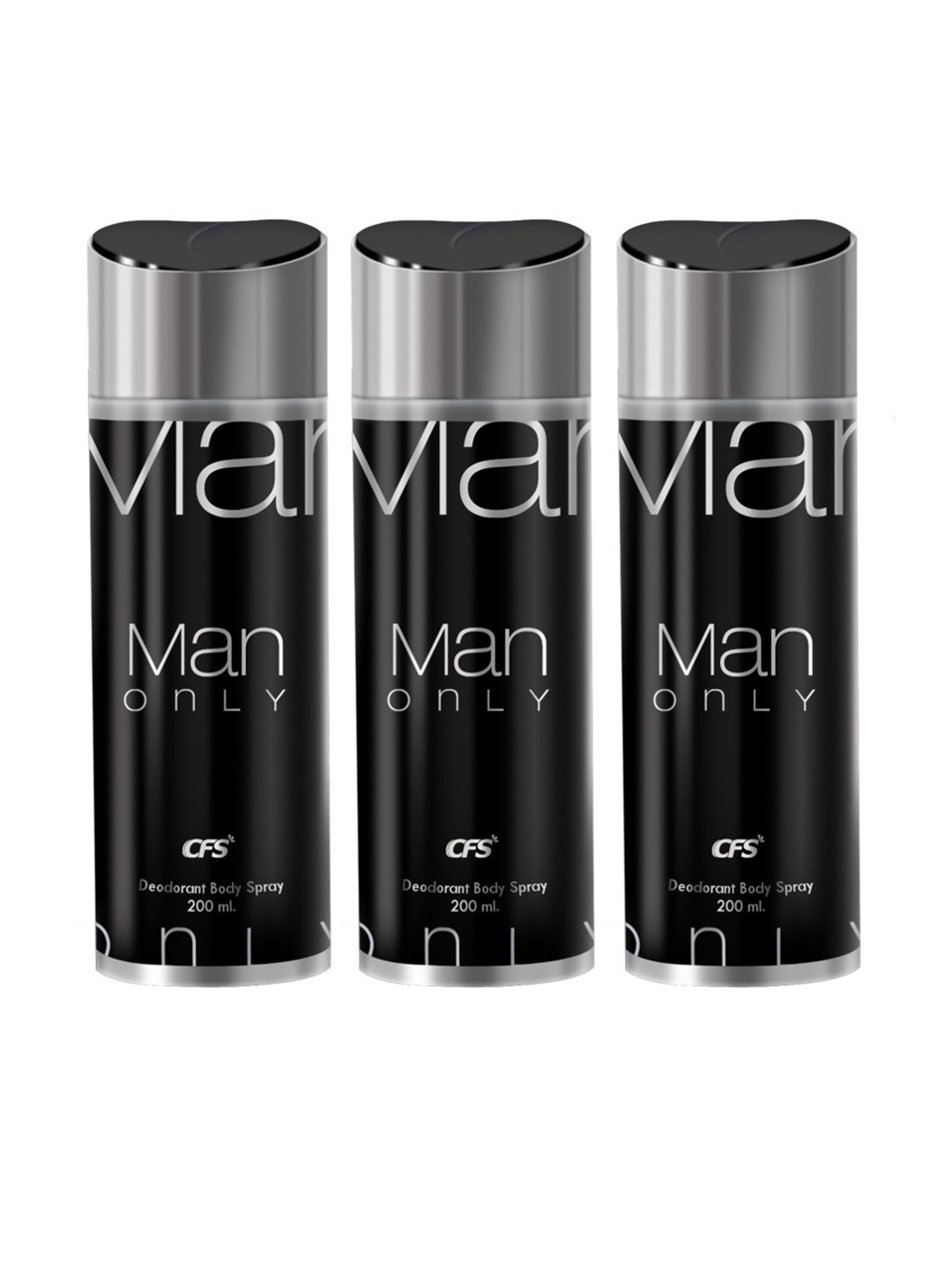 

CFS Set Of 3 Man Only Last Longer Deodorant Body Sprays - 200ml Each, Black