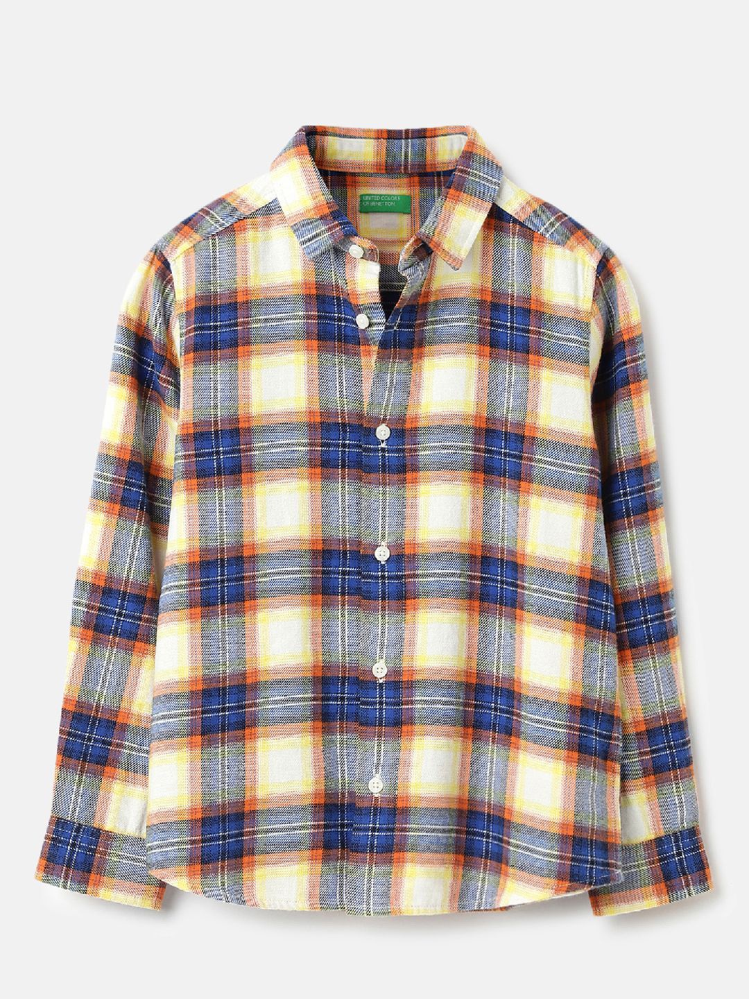 

United Colors of Benetton Boys Spread Collar Tartan Checked Cotton Casual Shirt, Red