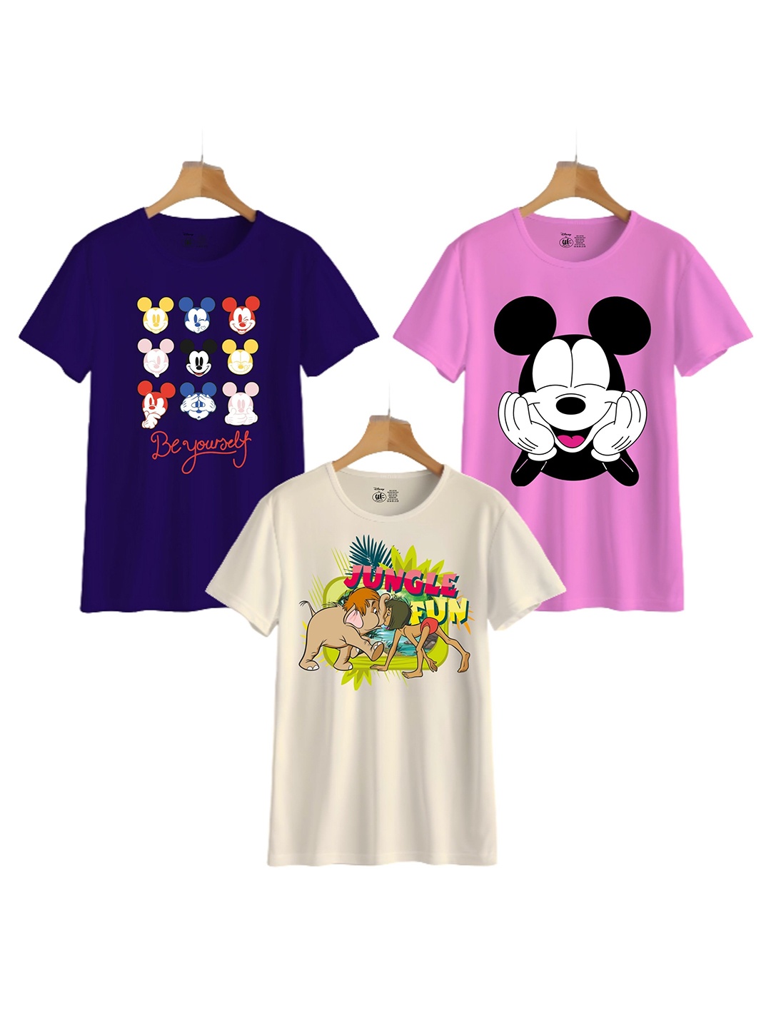 

YK Disney Boys 3 Printed Extended Sleeves Applique T-shirt, Multi