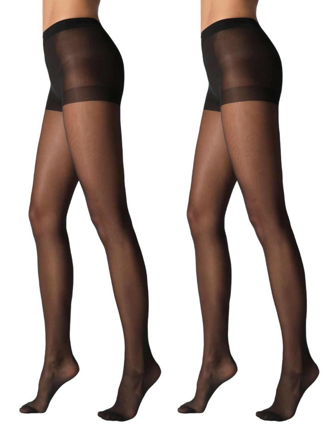 

CareDone Women Pack of 2 High Waist Pantyhose Sheer Stretchable Stocking, Black