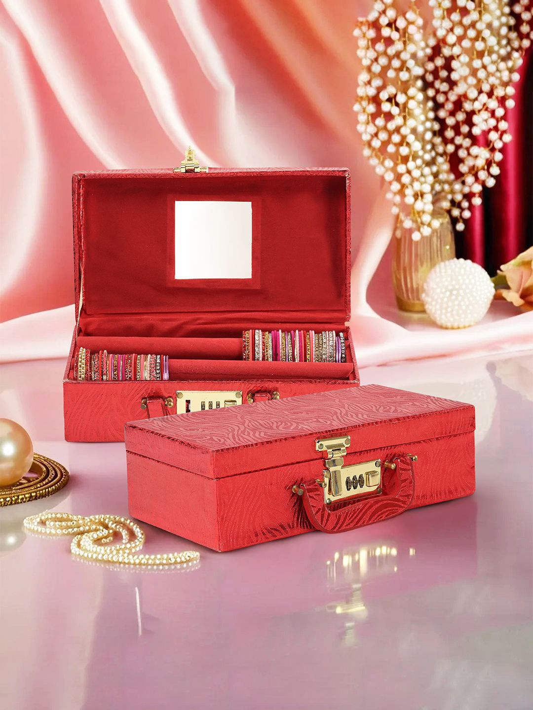 

Kuber Industries Red Set of 2 Regular Jewellery Organiser Organisers