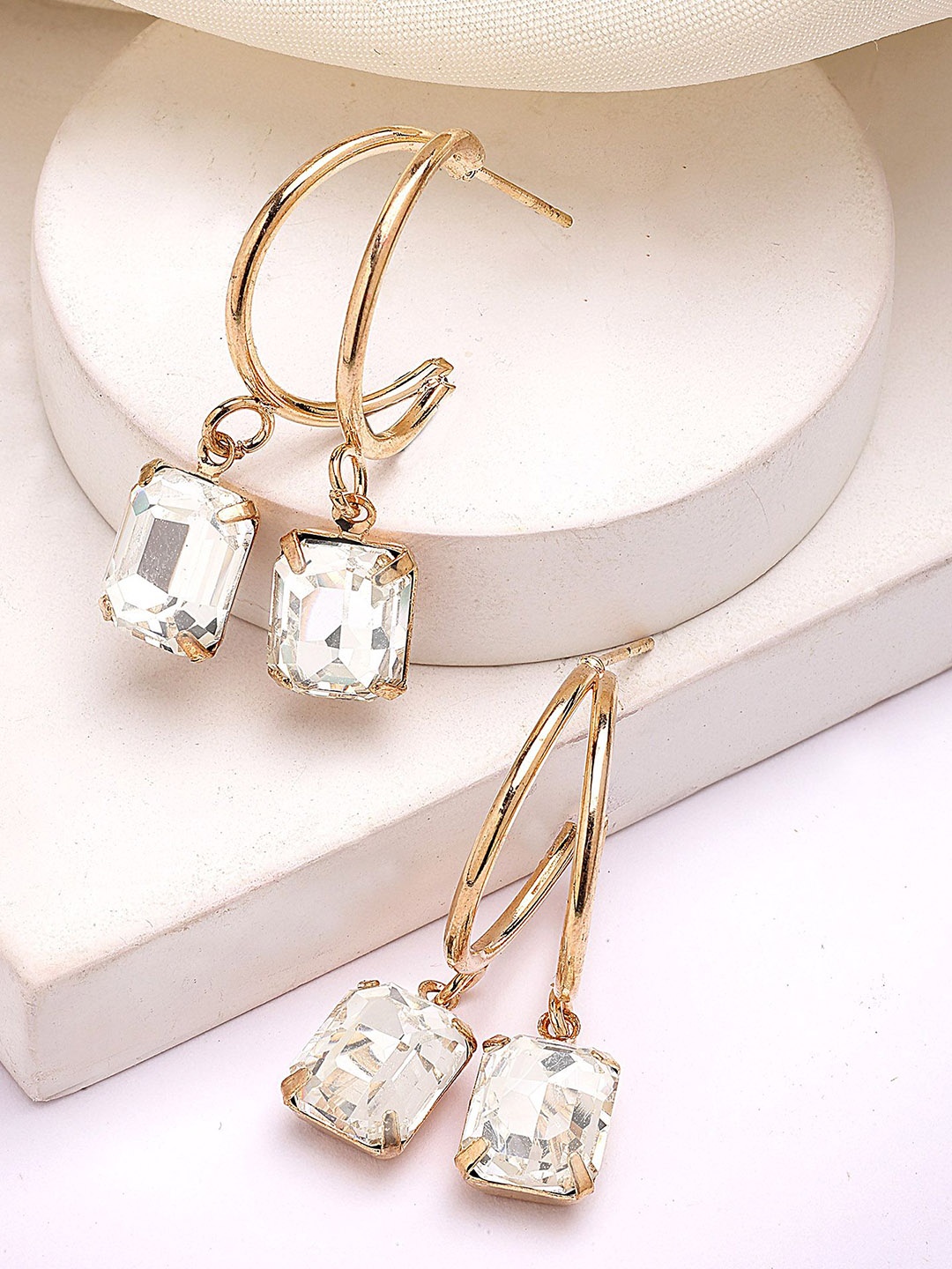 

Bohey by KARATCART Contemporary Drop Earrings, Gold