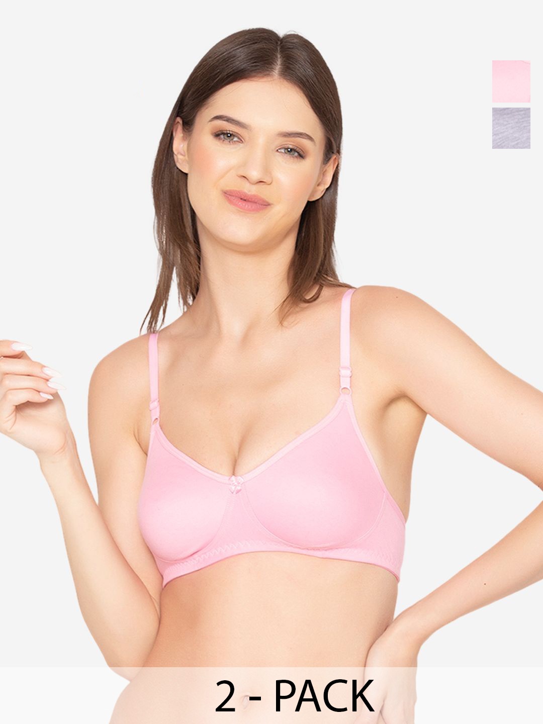 

GROVERSONS Paris Beauty Solid Non Padded Bra Pack of 2, Grey