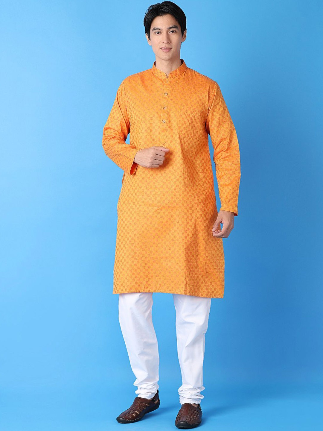 

V-Mart Men Regular Pure Cotton Kurta with Pyjamas, Mustard