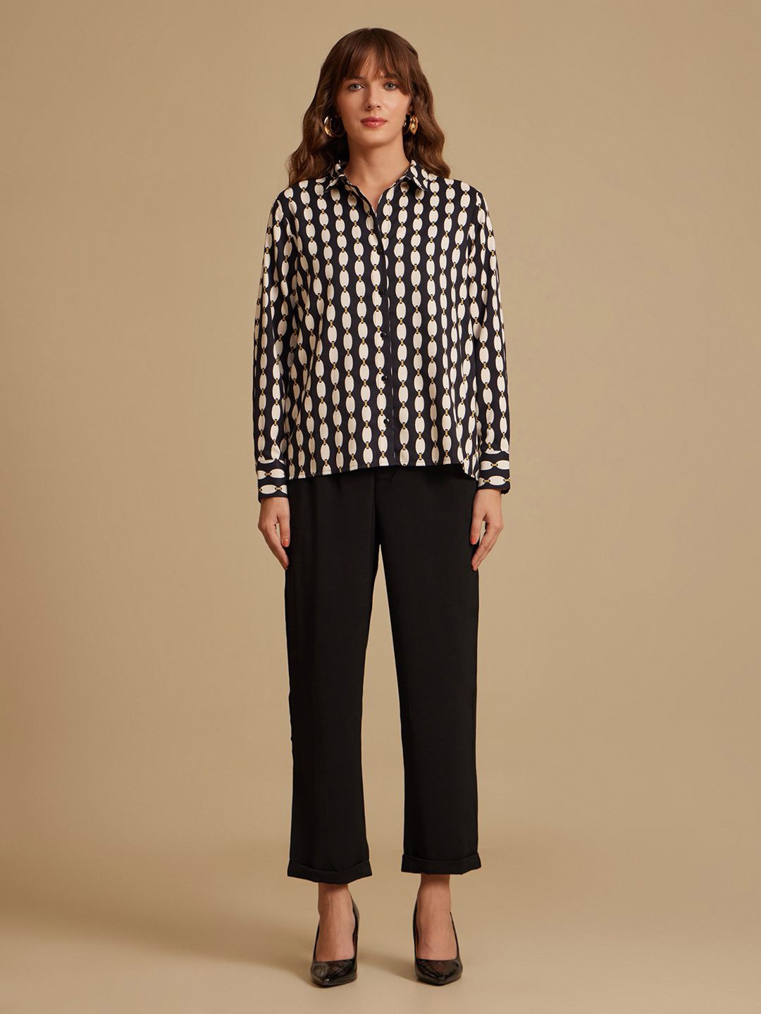 

Kazo Women Opaque Printed Casual Shirt, Multi