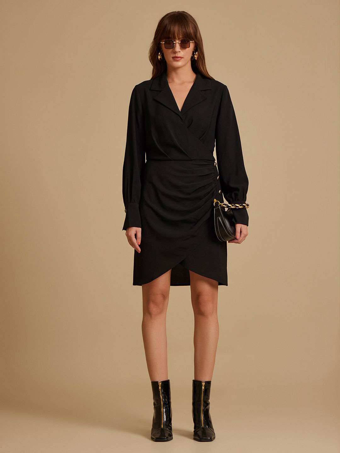 

Kazo Satin Dress, Black