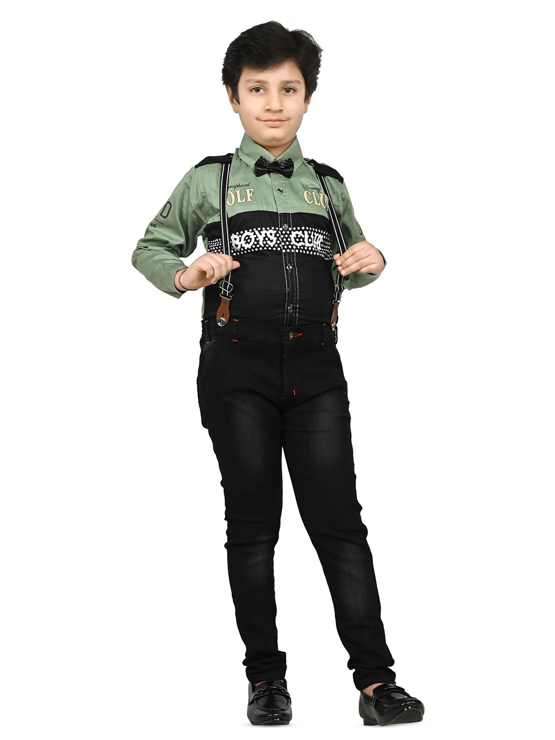 

Arshia Fashions Boys Printed Shirt with Trousers, Green