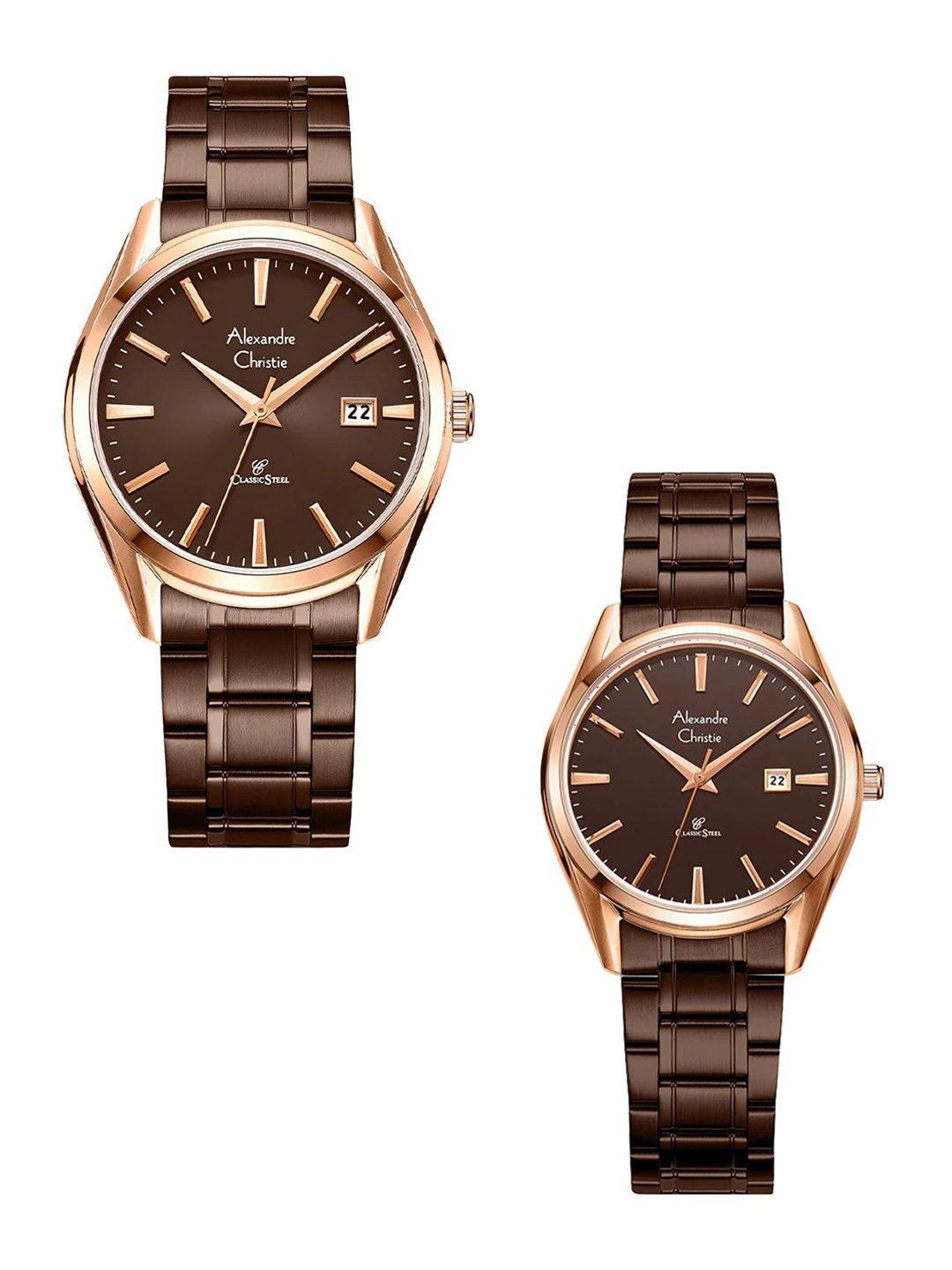 

Alexandre Christie Men Dial & Stainless Steel Bracelet Style Straps Analogue Watch 8681MDLDROBO, Brown