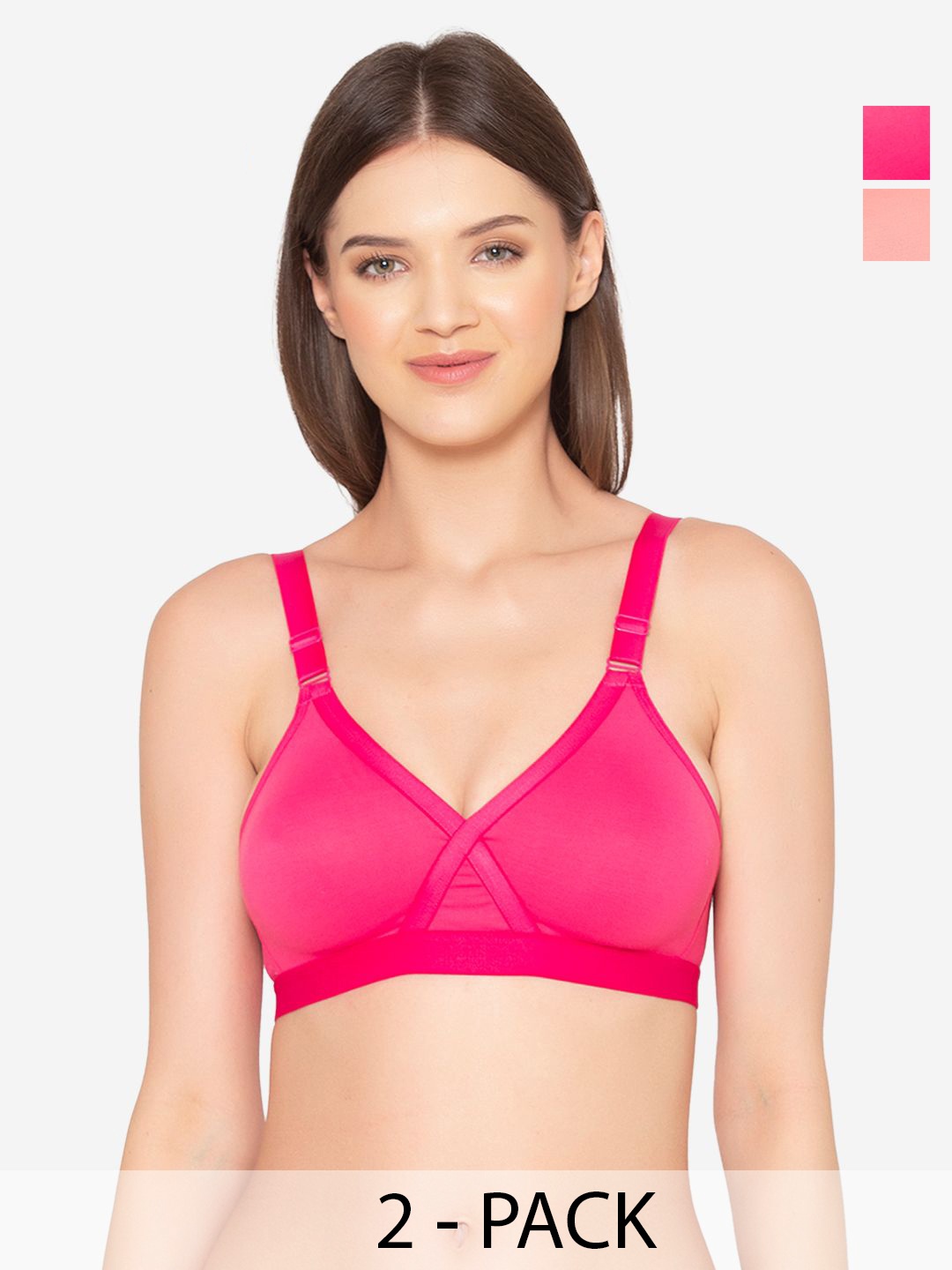 

GROVERSONS Paris Beauty Solid Non Padded Bra Pack of 2, Peach