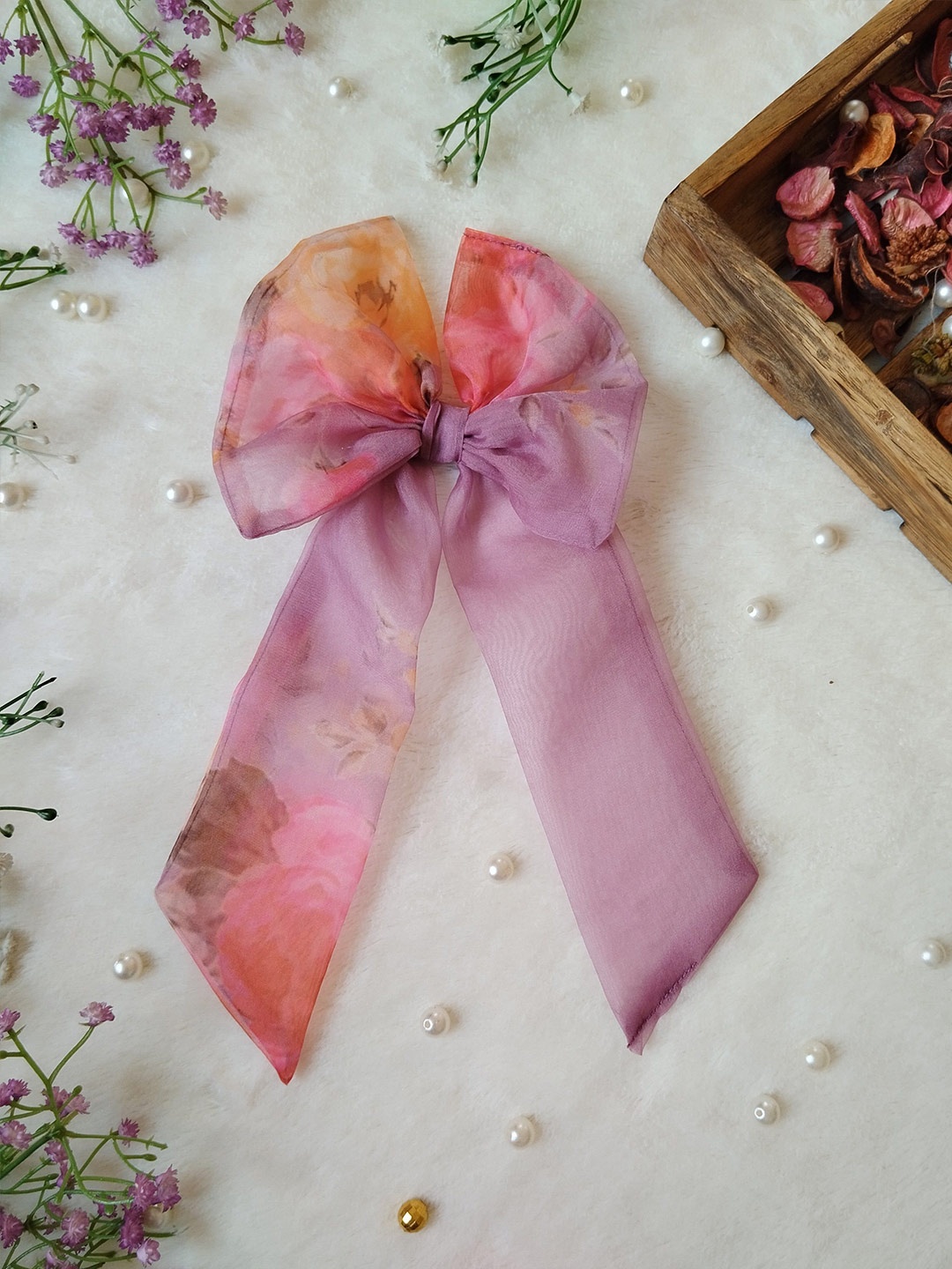 

LABEL KANUPRIYA Women FloralHair Bow Clip, Pink