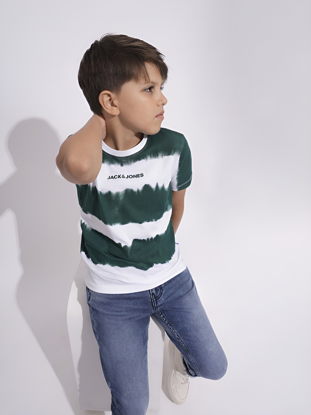 

Jack & Jones Junior Boys Tie and Dye Round Neck Pure Cotton T-shirt, Green