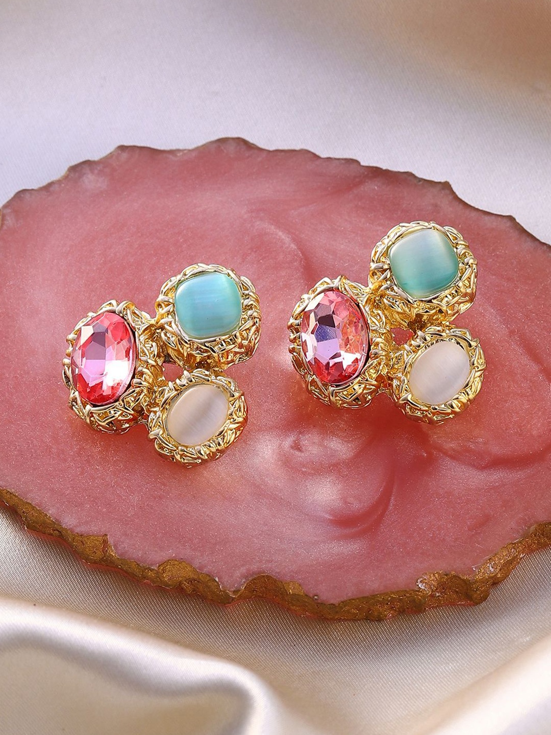 

SOHI Contemporary Studs Earrings, Multi
