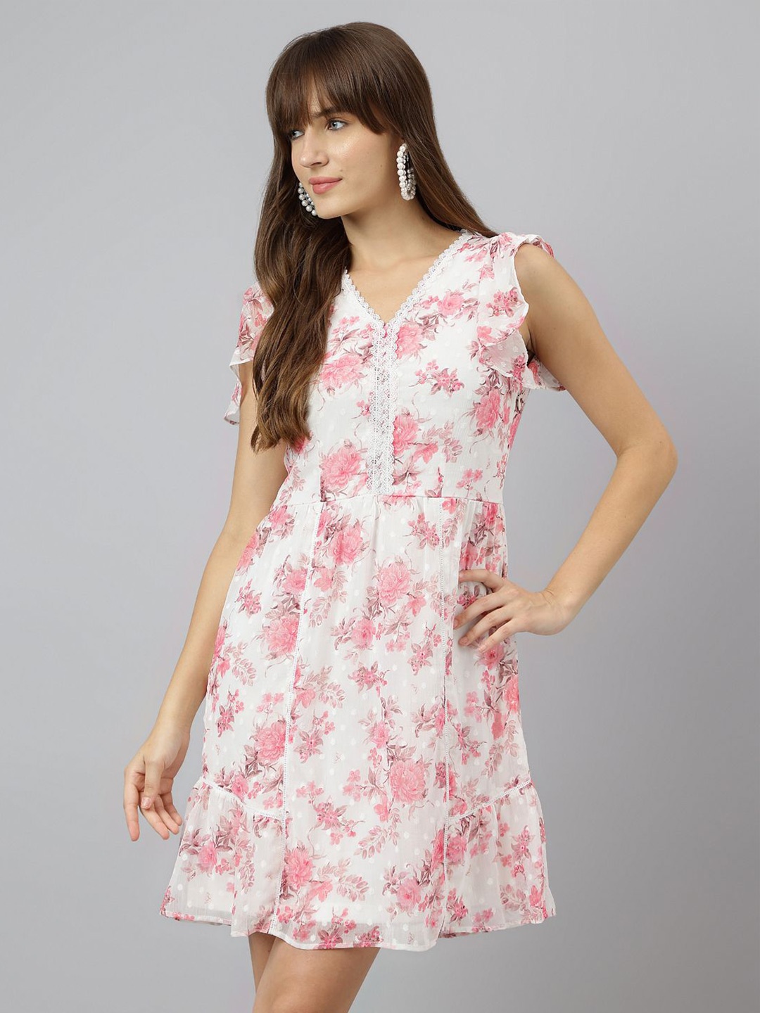 

Latin Quarters Floral Print Fit & Flare Dress, Pink