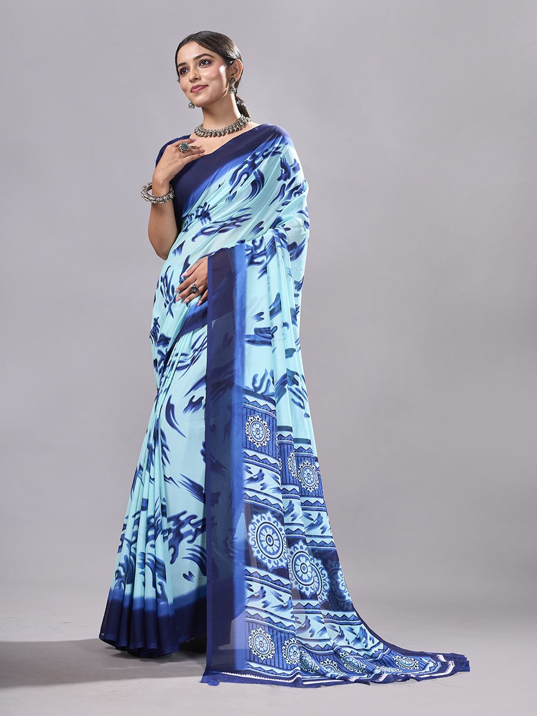

NIRMAL CREATION Ethnic Motifs Printed Saree, Blue