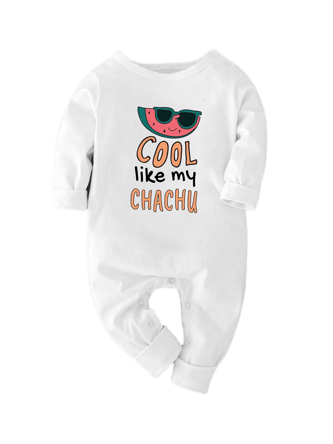 

Zeezeezoo Infants Cool Like My Chachu Printed Cotton Romper, White
