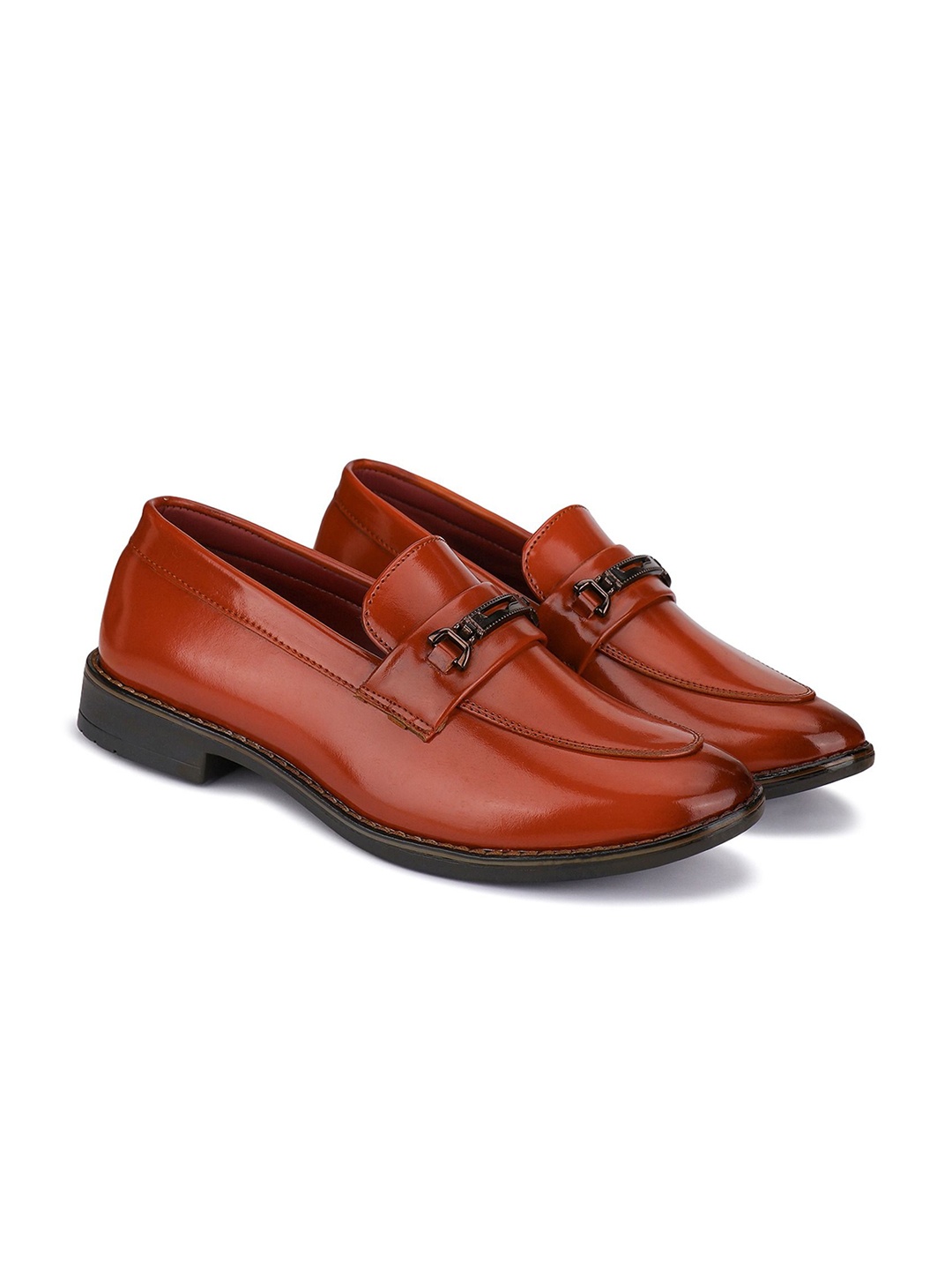 

BERSACHE Men Leather Formal Loafers, Brown