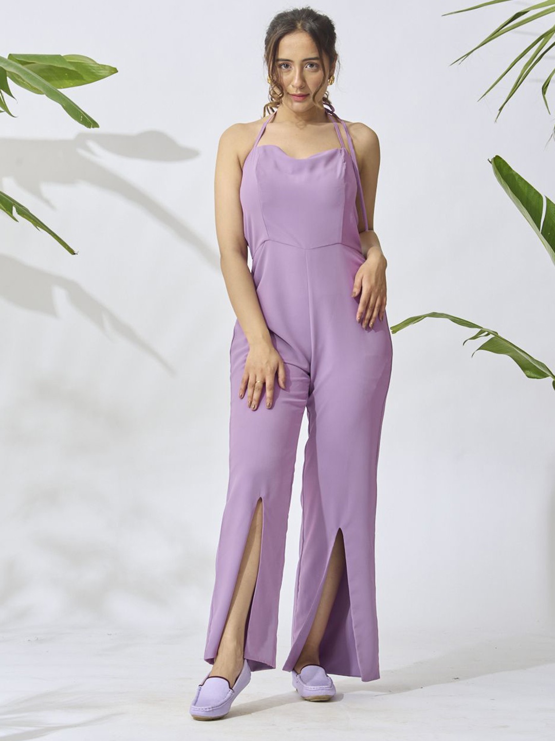 

Risate Halter Neck Basic Jumpsuit, Purple