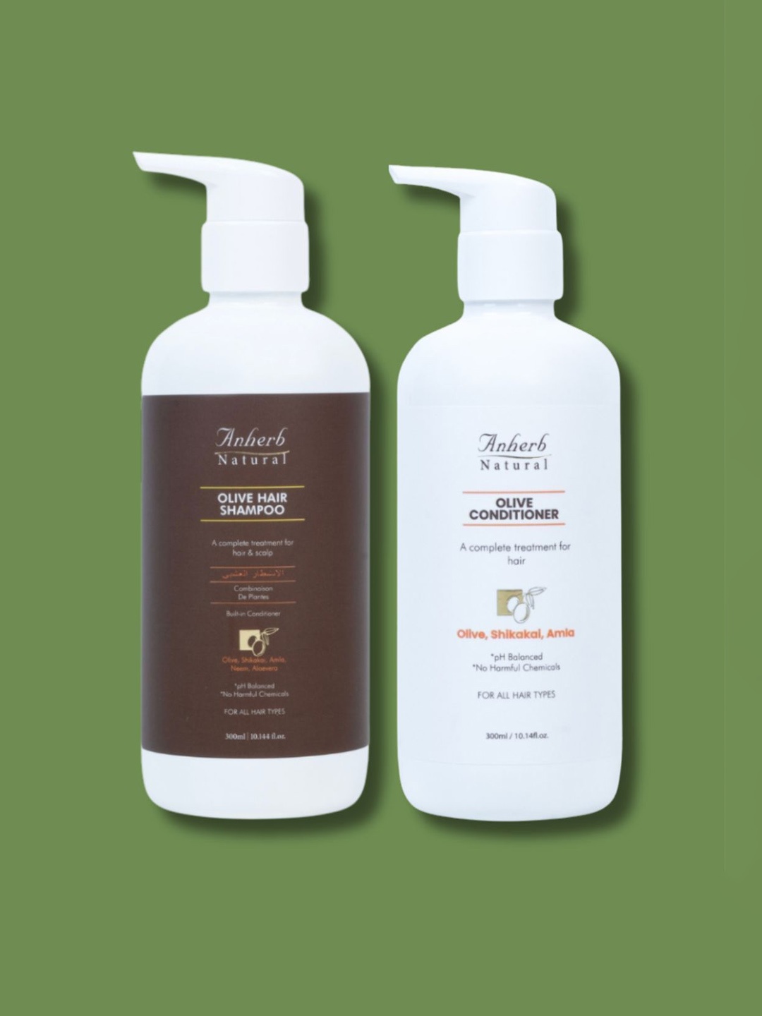 

Anherb Natural Olive Hair Shampoo & Olive Hair Conditioner- 300ml Each, White