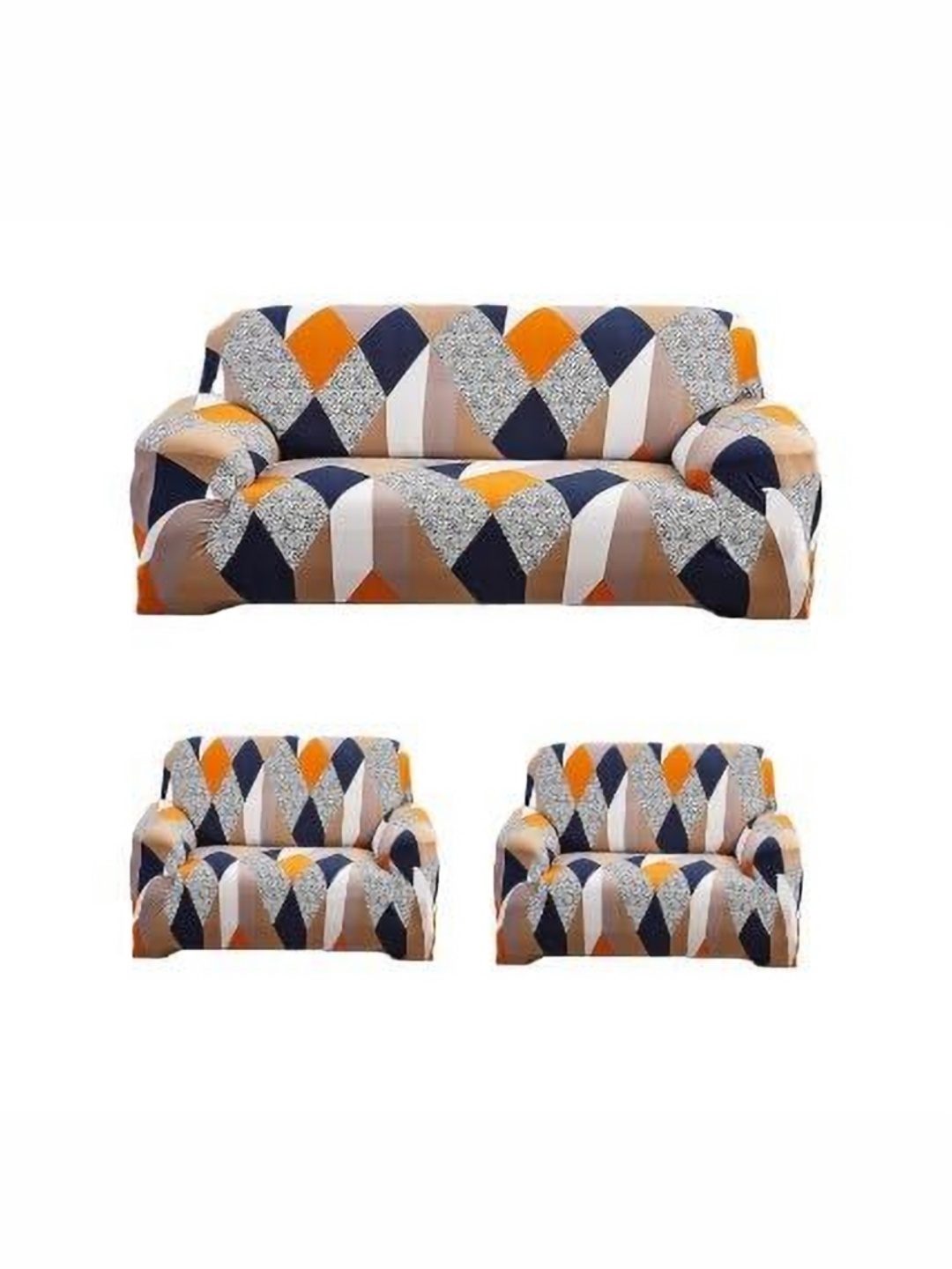 

TONY STARK Multicoloured Polyester 3 Piece Sofa Cover With Arms, Multi