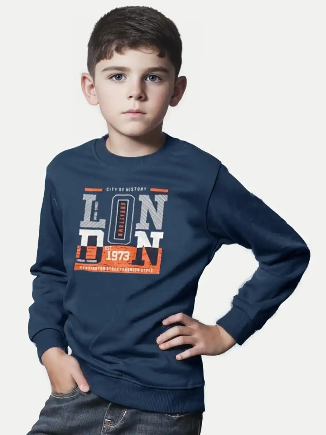 

BAESD Boys Typography Sweatshirt, Blue