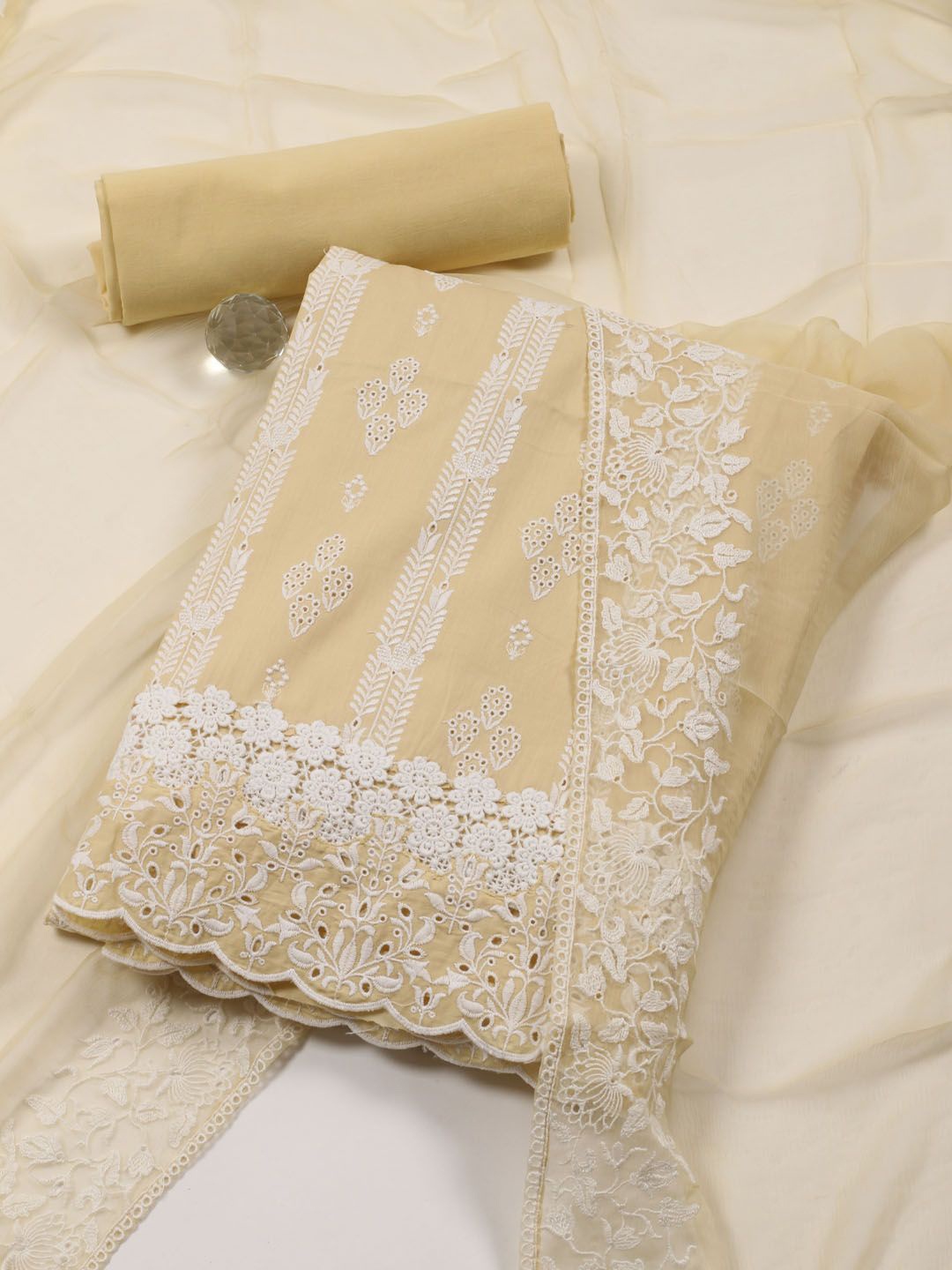 

Meena Bazaar Embroidered Unstitched Dress Material, Yellow