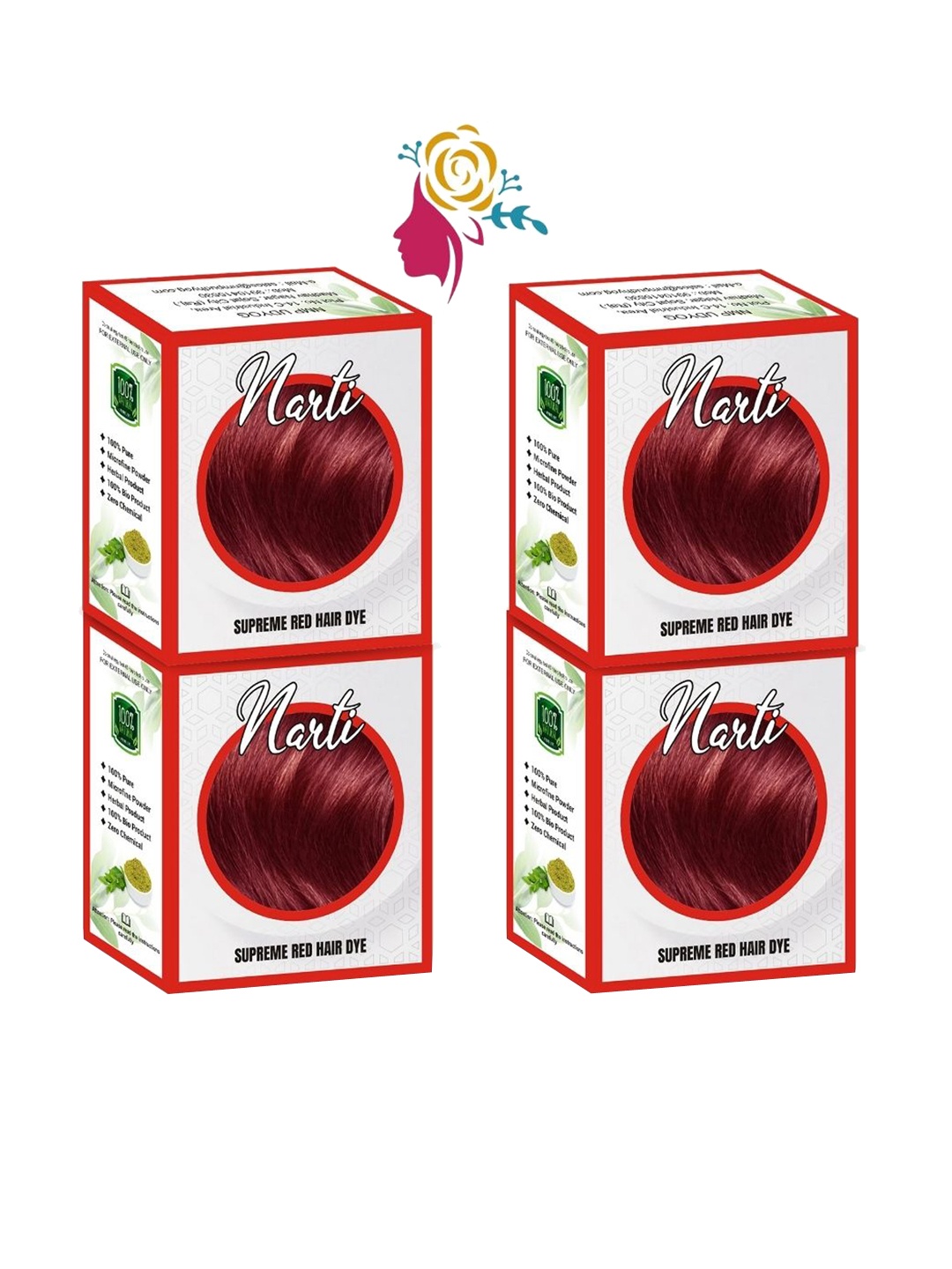

NARTI Set Of 4 Henna Hair Dye-240g-Supper Red